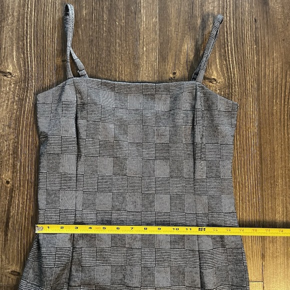 Forever 21 Black Gray Plaid Mini Dress Women's Large‎ Sleeveless Checkered Lined - Picture 9 of 14